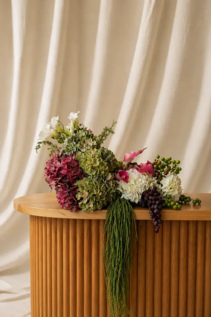Large Faux Floral Arrangements: Red, White & Green Colour Way