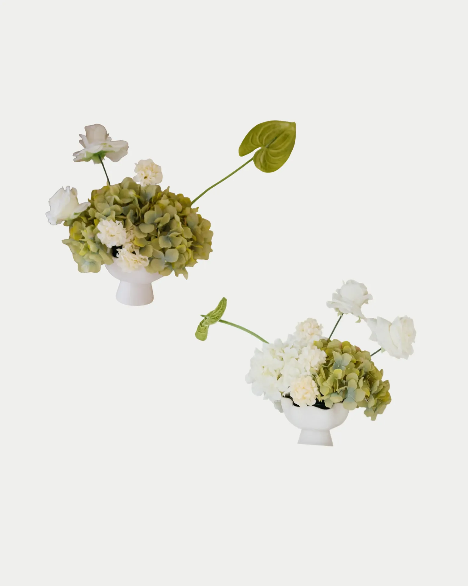 Small Faux Floral Arrangements-White Ceramic Vase