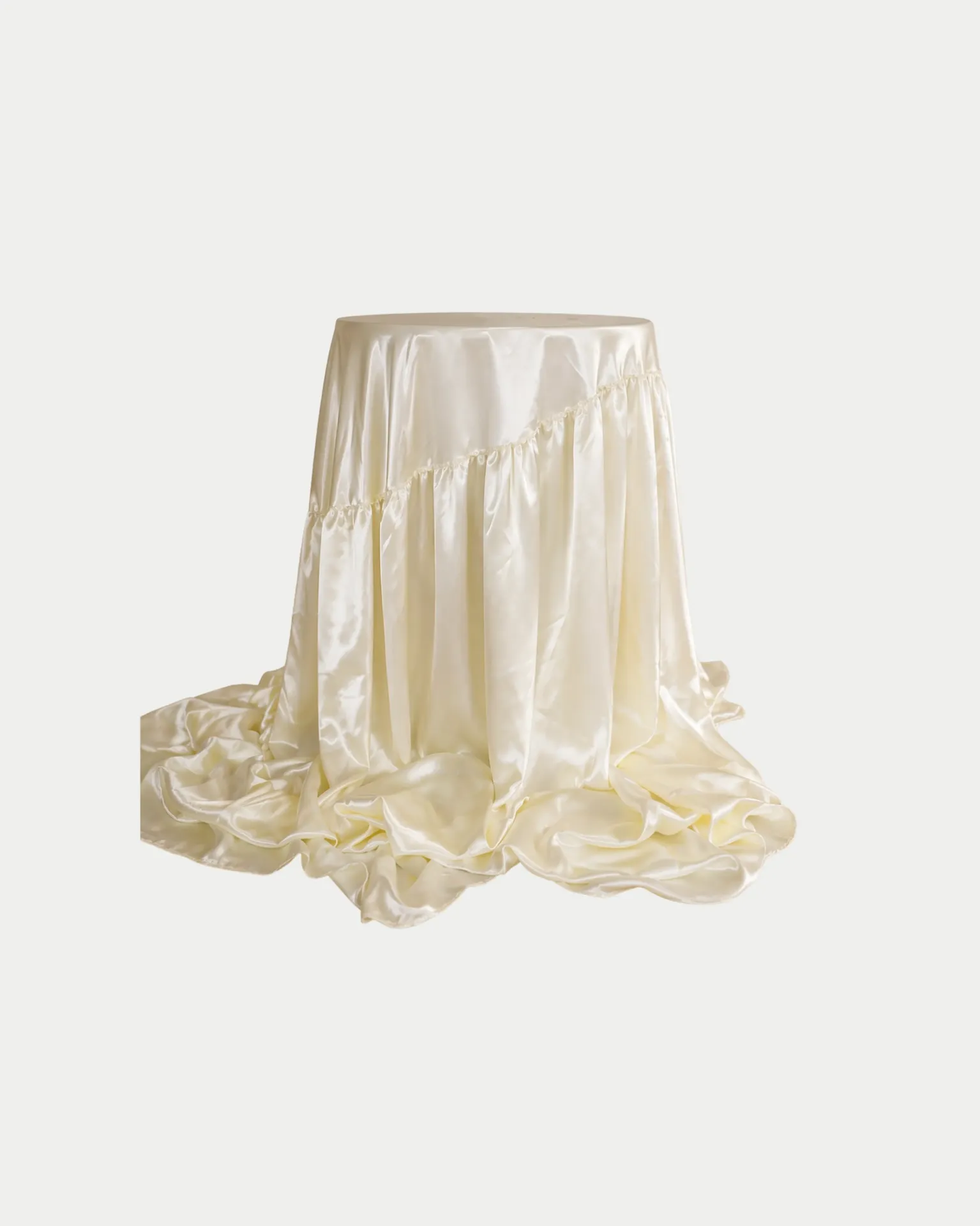 Warm Ivory Satin Drape Tablecloth