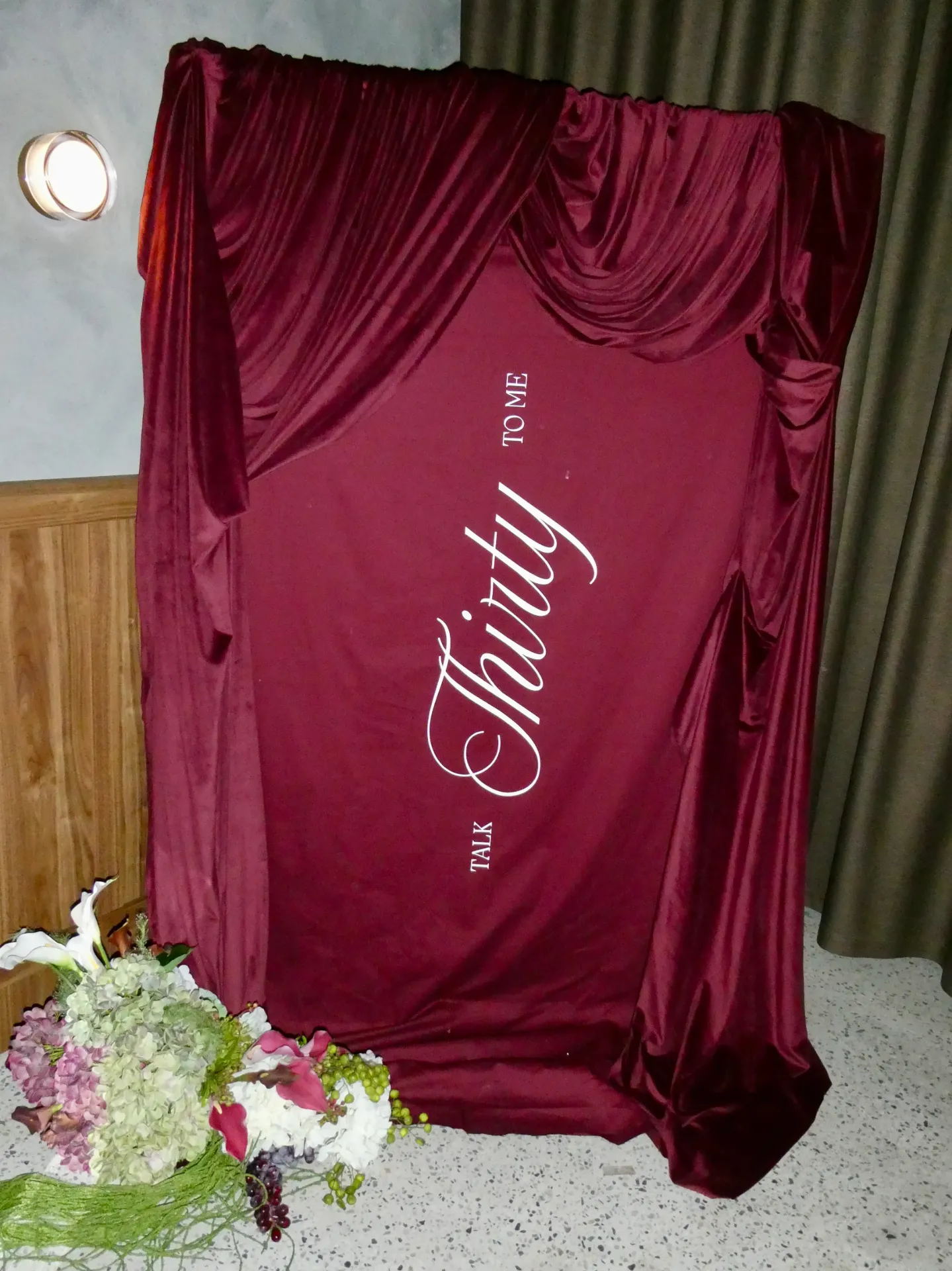 Talk 30 To Me Generic Sign with Draping
