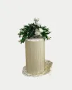 Faux White & Green Cascading Tulip Arrangement with Silver Vessel