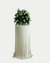 Faux White Tulip Centrepiece with Silver Vessel
